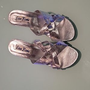Erica Brooke.  Silver sandals/mules. 7